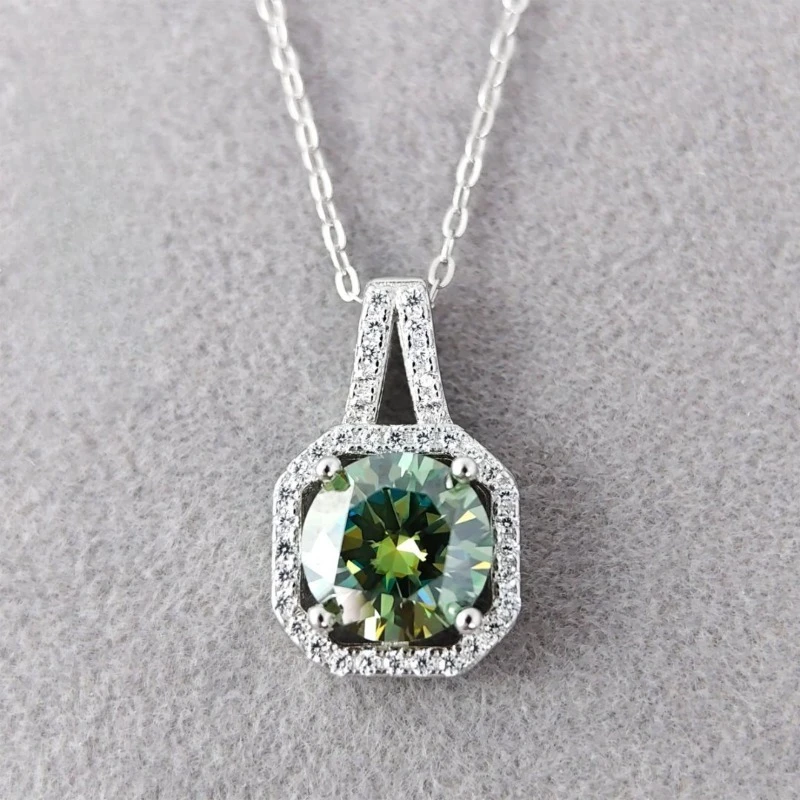 

Кулон-подвеска из муассанита 2 карата, зеленый, квадратный, в форме сумки, 1 шт., на медной цепочке, сохранитель памятных воспоминаний - идеально для подарка на день рождения