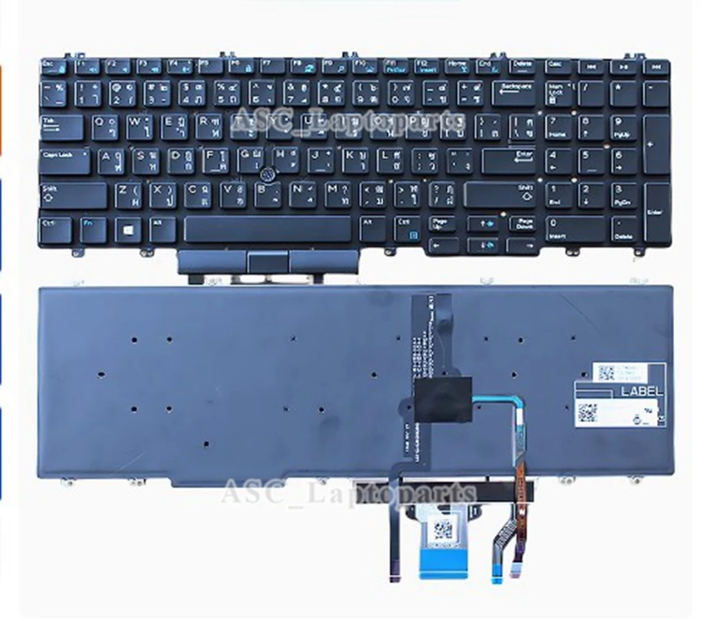 

New Thailand & US Keyboard for DELL Precision 7530 7540 7730 7740 E7530 M7530 Black, BACKLIT, Pointer , no Frame