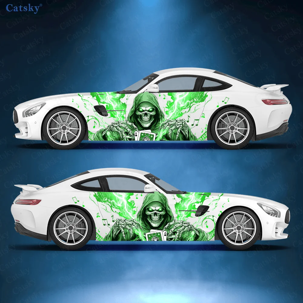 

Evil Poker Skull Colorful Car Side Sticker Decor, PVC Waterproof Scratch Resistant Decal, Car Protection, Auto Accessories Gift