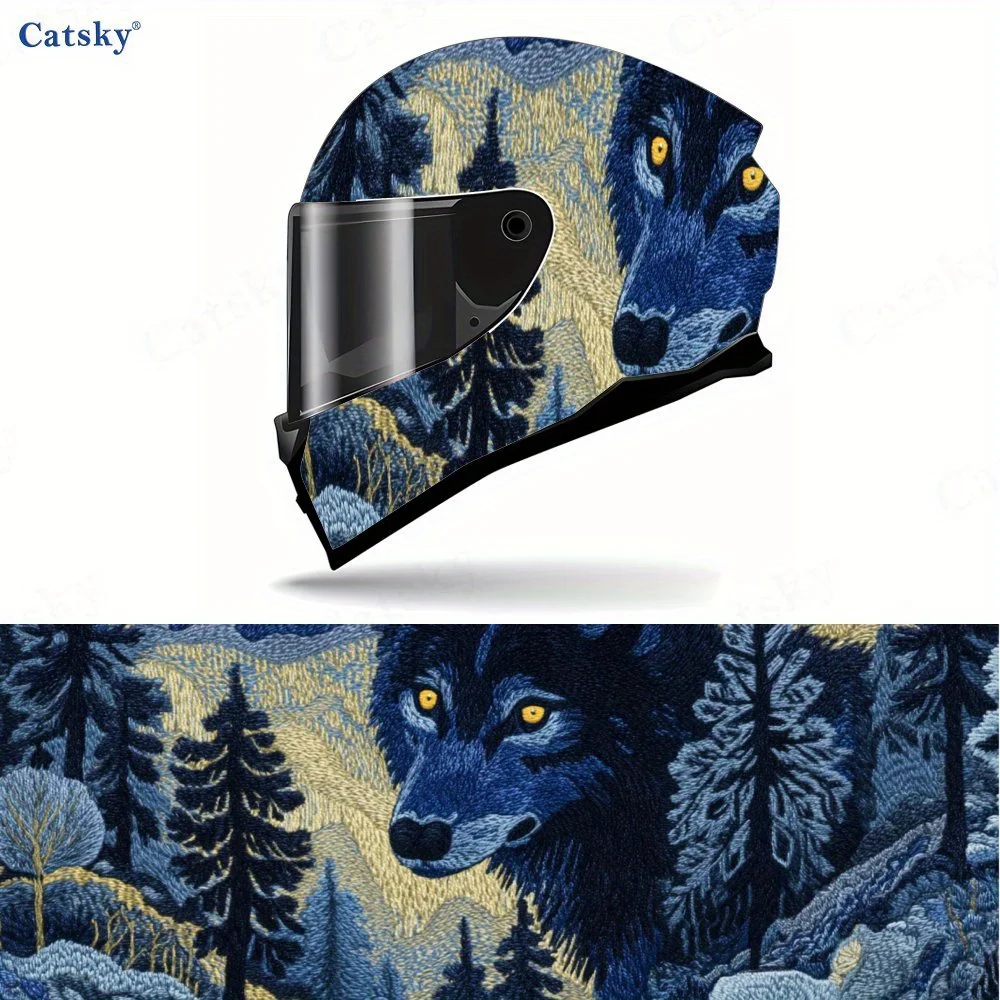

Наклейка на мотоциклетный шлем «Голубой волк в горном лесу», водонепроницаемая самоклеящаяся виниловая наклейка на шлем, крутая наклейка для граффити «сделай сам»