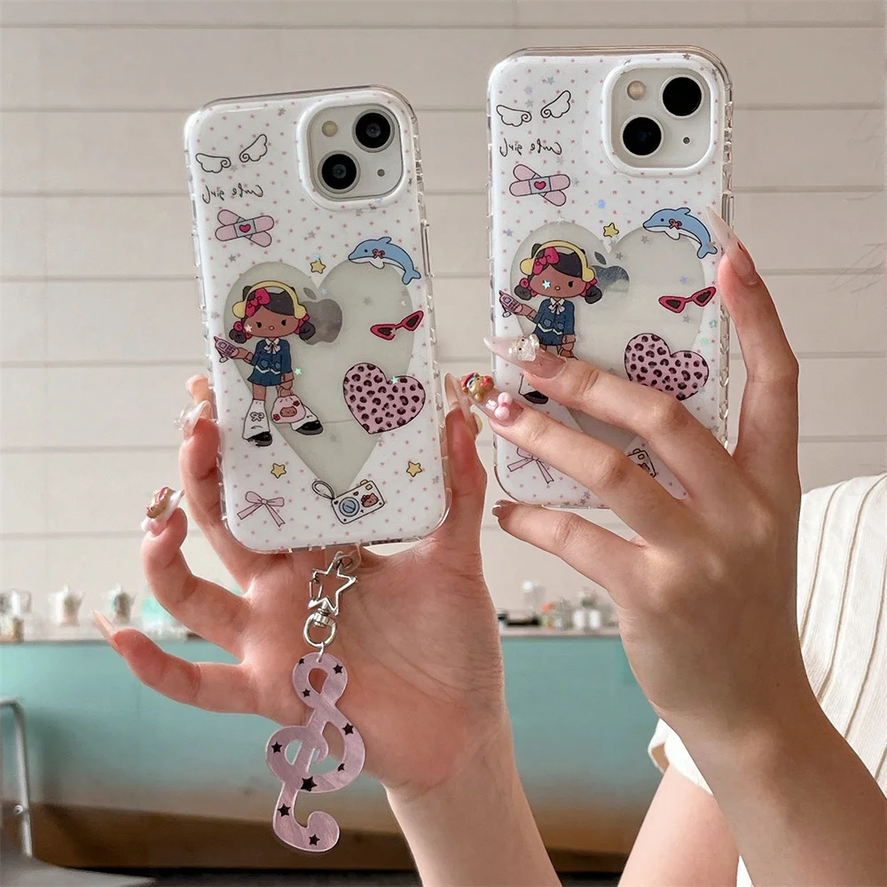 

INS Fashion Glitter Star Funny Kitty Phone Case For iPhone 13 14 15 16 Pro Max Cover New Cute Case Shockproof Protective Fundas