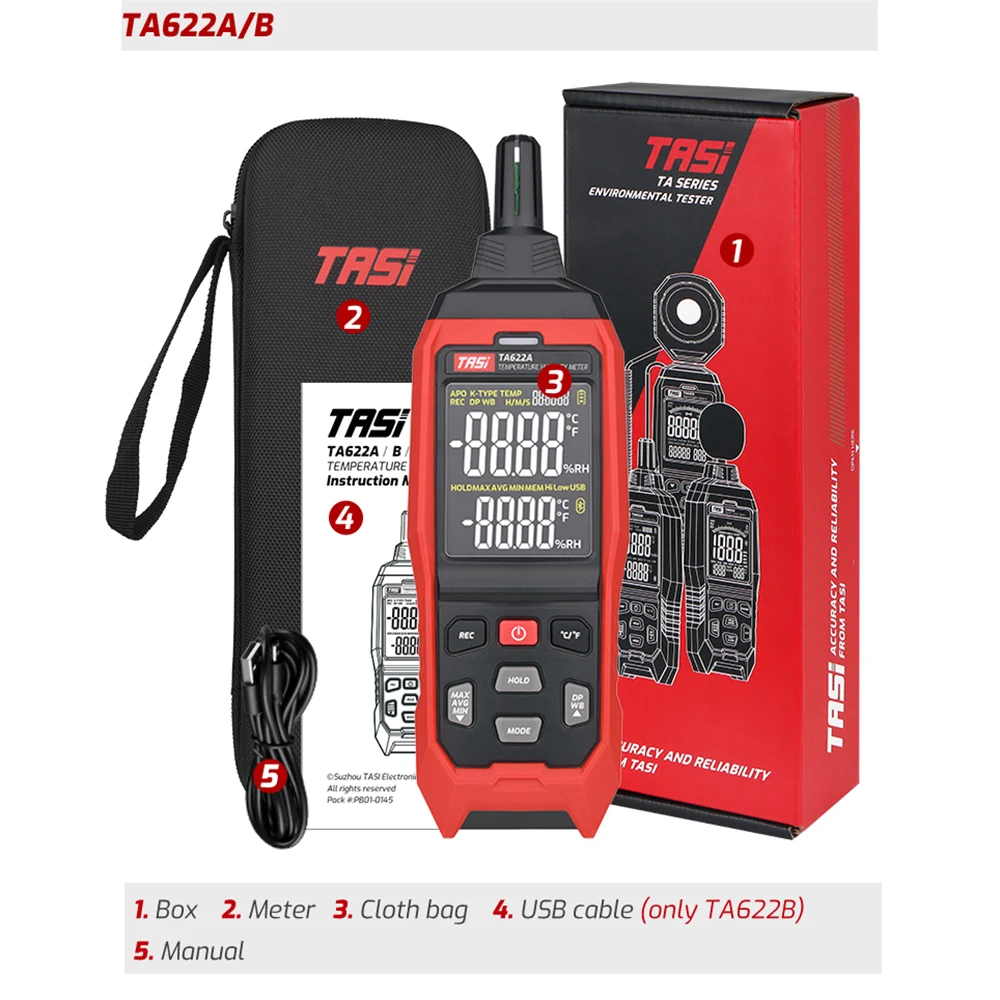 

TASI TA622A TA622B Digital Temperature Humidity Meter Thermometer Measurement Hygrothermograph Hygrometer Tool