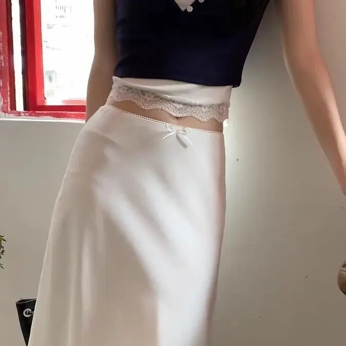 White Skirt Women's Summer 2026 New Versatile High Waist Hip Wrap High Sense A Word Skirt
