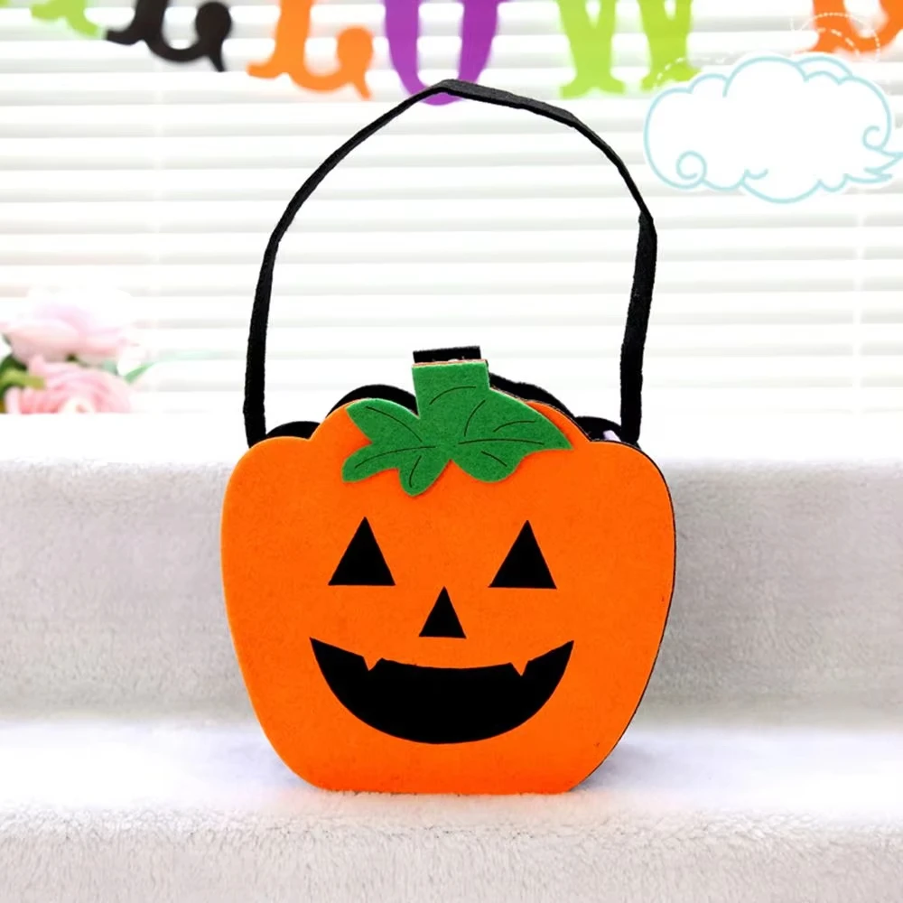 Halloween Party Bag Polyester Felt Felt Candy Tote Holiday Felt Bag Festive Halloween Handheld Tote For Kids Gatherings Holiday