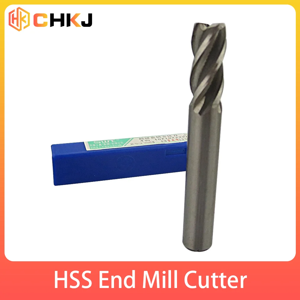 CHKJ HSS End Mill Straight Shank 4 Flute Solid Hard White Steel End Mill Cutter Router Drill Bit 2/3/3.5/4/5/6/7/8/9/10mm