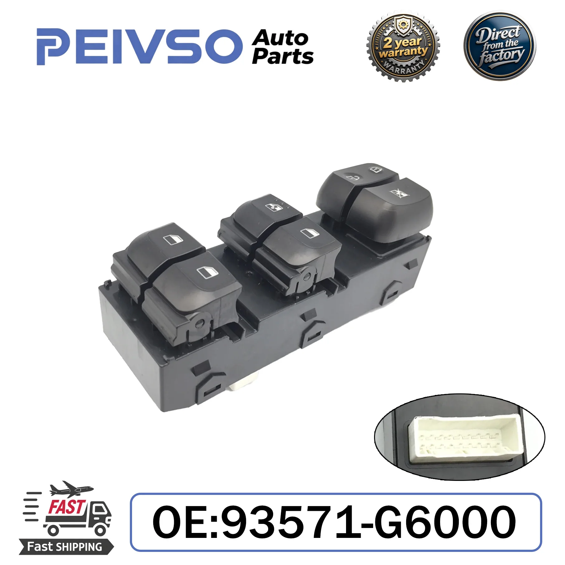 

PEIVSO Front Left Side Power Window Master Switch 93571-G6000 93571G6000 For Hyundai KIA Morning/Picanto 2018-2023