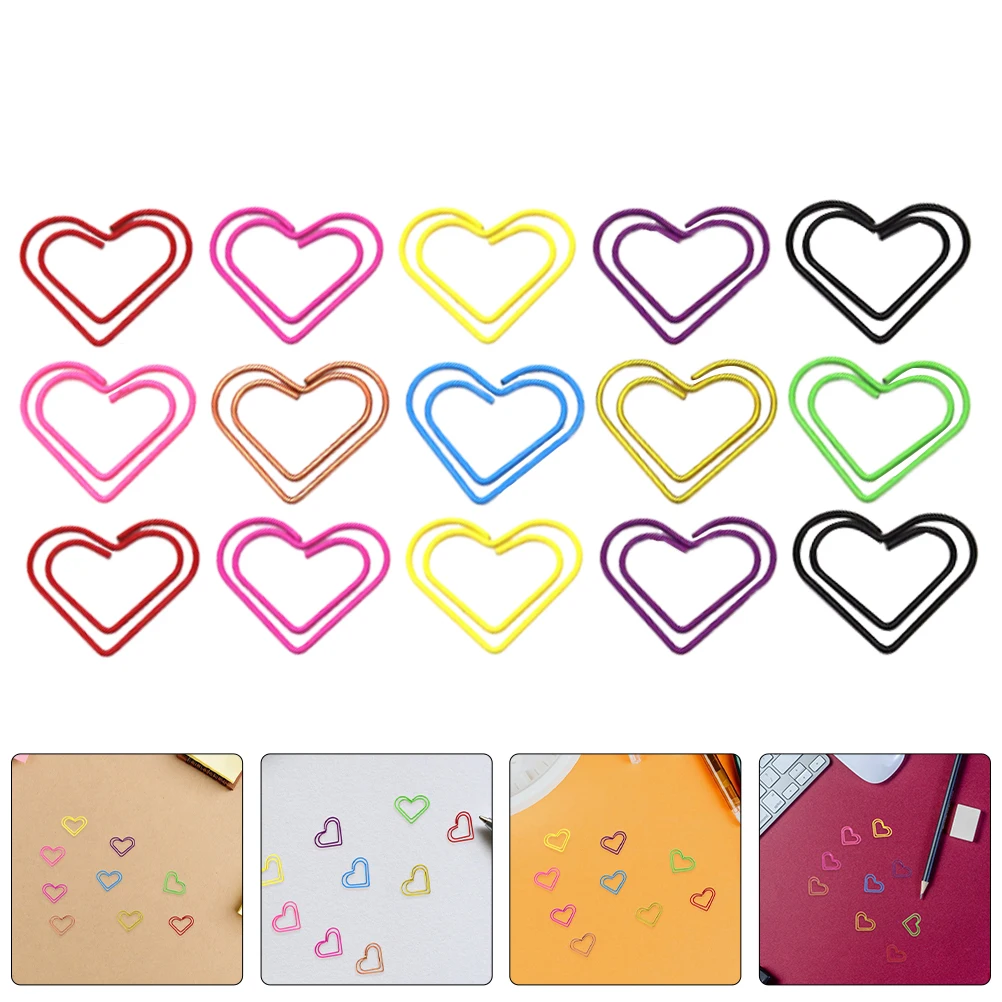 

150pcs Paper Clip Heart Shaped Paper Clips Metal Office Paperclips for Document Organization Heart Bookmark for School Office