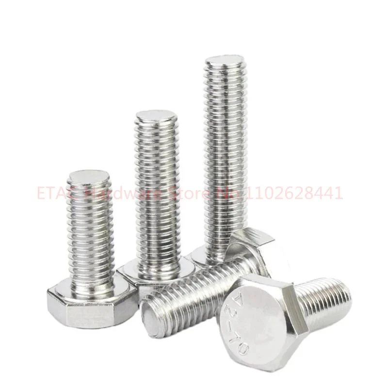 DIN933 304 Stainless Steel External Hex Outer Hexagon Head Cap Screw Bolt Thread Length 6-200mm