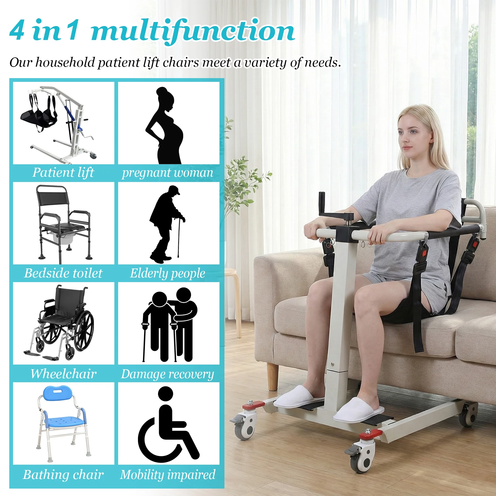 

Портативное кресло-подъемник для автомобиля с регулировкой высоты и ширины, переносное сиденье-туалет на колесах для пожилых людей