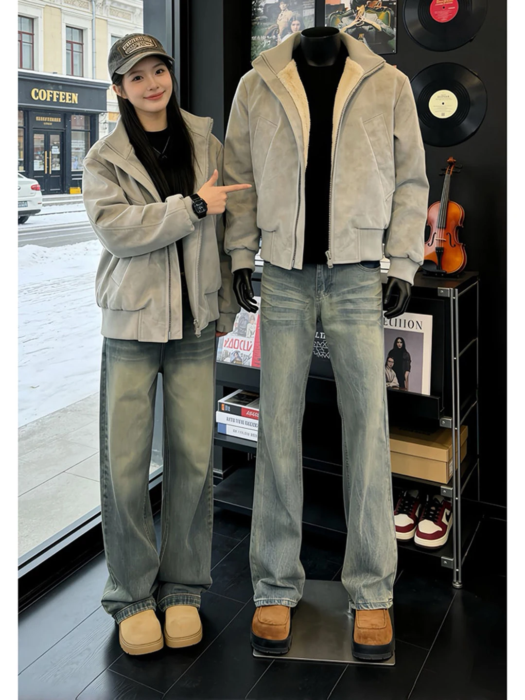 

Waed Blue Lightning Pattern Jeans Men's Spring High Street Vibe Micro Flared Pants Cleanfit Loose Bell Bot