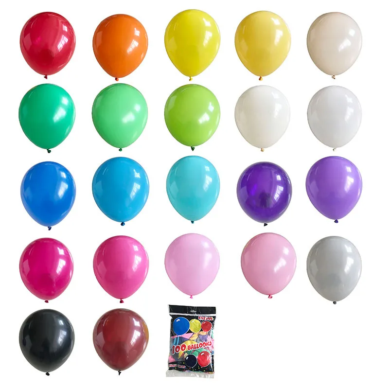 100Pcs Balloons Rainbow Set 12 Inch  Assorted Bright Colors  Kids Birthday Party Decoration Accessory