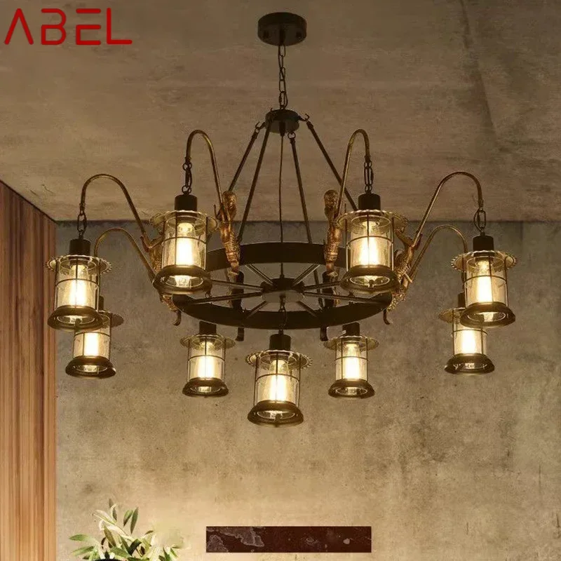 ABEL American Retro Pendent Lamp Industrial Wind Living Room Restaurant Loft Clothing Store Cafe Bar Box Homestay Chandelier