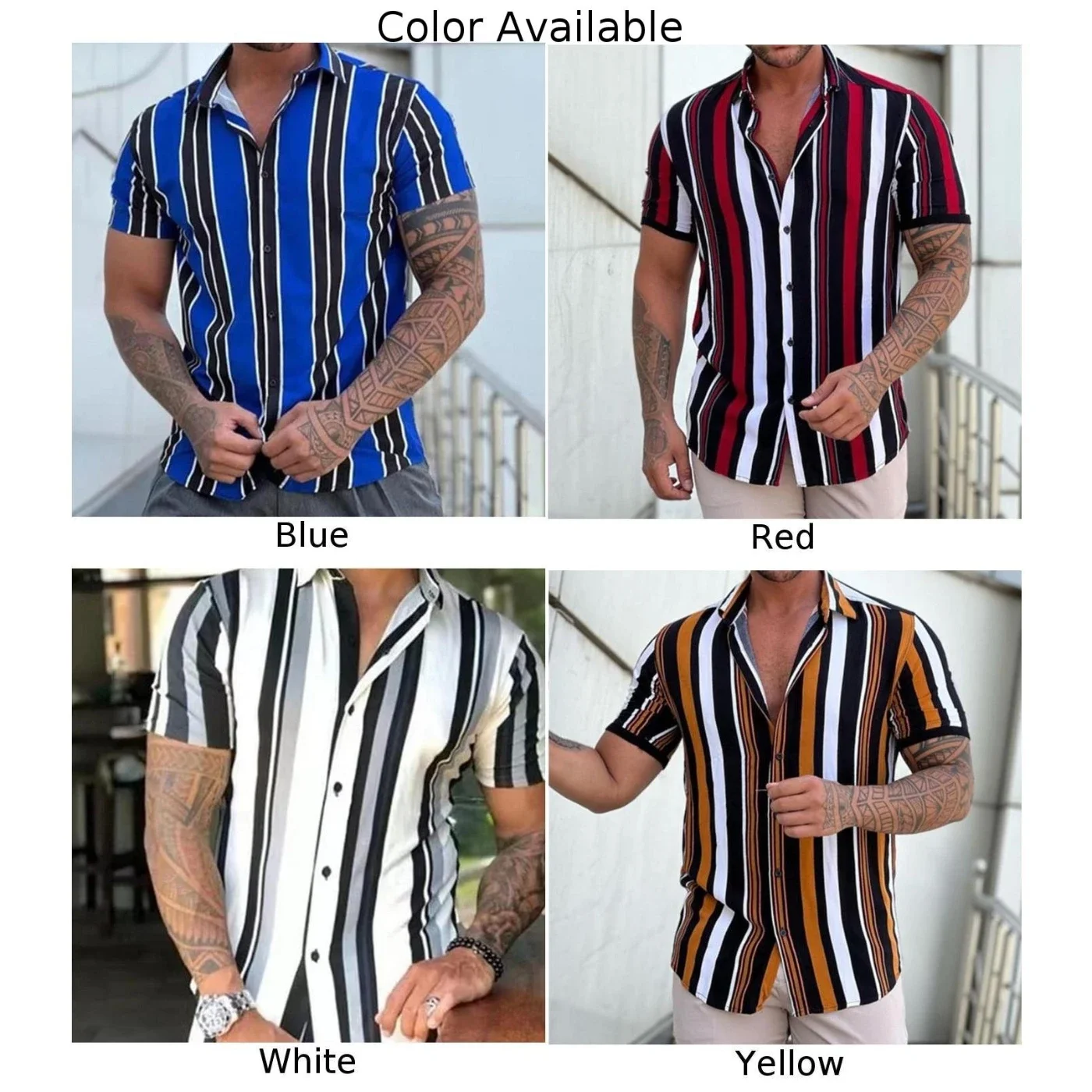 Tops para hombre, camisa para hombre, camisetas para vacaciones diarias, rayas rabattues, estampado de rayas, cuello, blusa con botones, estampado de poliéster