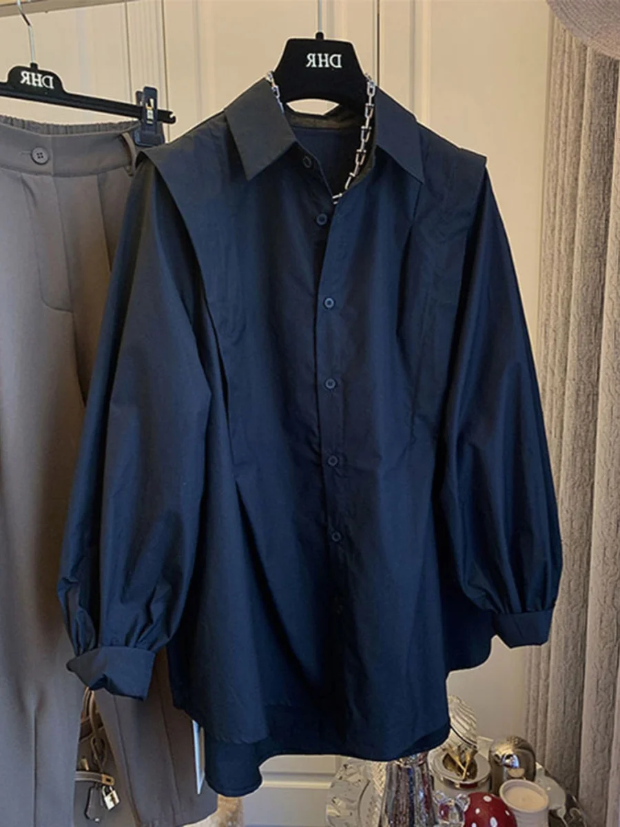 

plus Size Women's Shirt Conceal Meat Lazy Style Spring Autumn Thin Loose Fashionable Top for Pear And Body Types