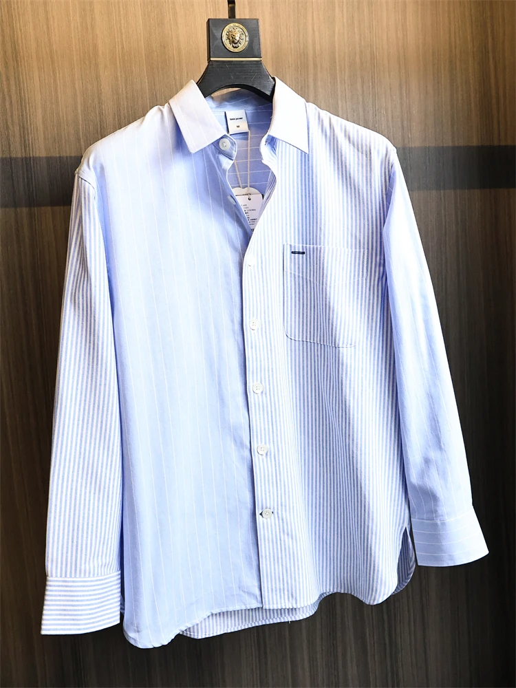 

Retro Japanese Sle Men's Long Sve irt Comfortable Breathable Cotton Polyester Blend Autumn Faion Casual Wear