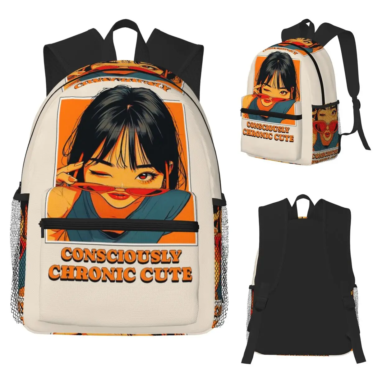 

Consciously Chronic Cute A Vibrant Portrait Student Backpack School Bag Hiking Travel Daypack Fashion Bookbag Shoulder Bags