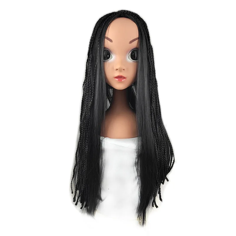 Chemical Fiber Material Black 22cm Braided Long Wig for Wish Asha Cosplay Costume with Braids Cute Wig for Halloween Party Props