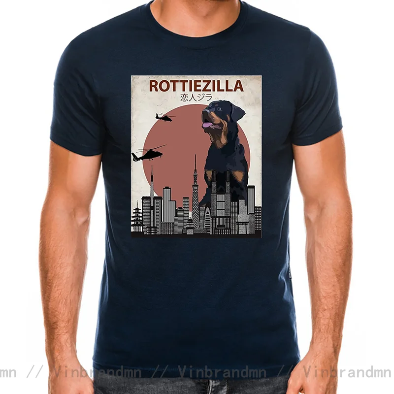 Funny Rottweiler Rottie Dog Lovers T Shirt Men Japanese Anime Streetwear Birthday Gifts Summer Rottiezilla T-shirt Mens Clothing