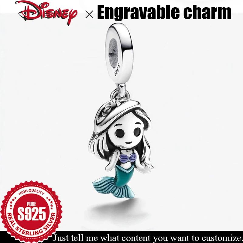 

Customizable pendant 925 Sterling Silver Disney Bikini Mermaid Dangle Charms for Girl Original DIY Bracelet Beads Fine Jewelry