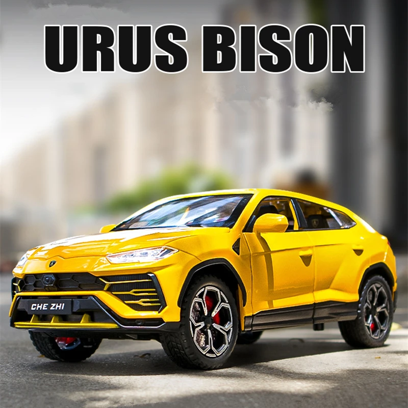 1:24 URUS Bison SUV Alloy Model samochodu sportowego Diecasts metalowe pojazdy terenowe Model samochodu symulacja dźwięk i światło dla dzieci