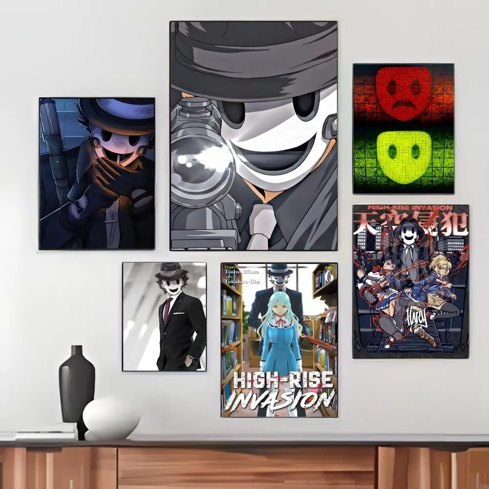 Action Anime H-High Rise Invasion Poster Pegatina artistica HD autoadhesiva impermeable para salon dormitorio