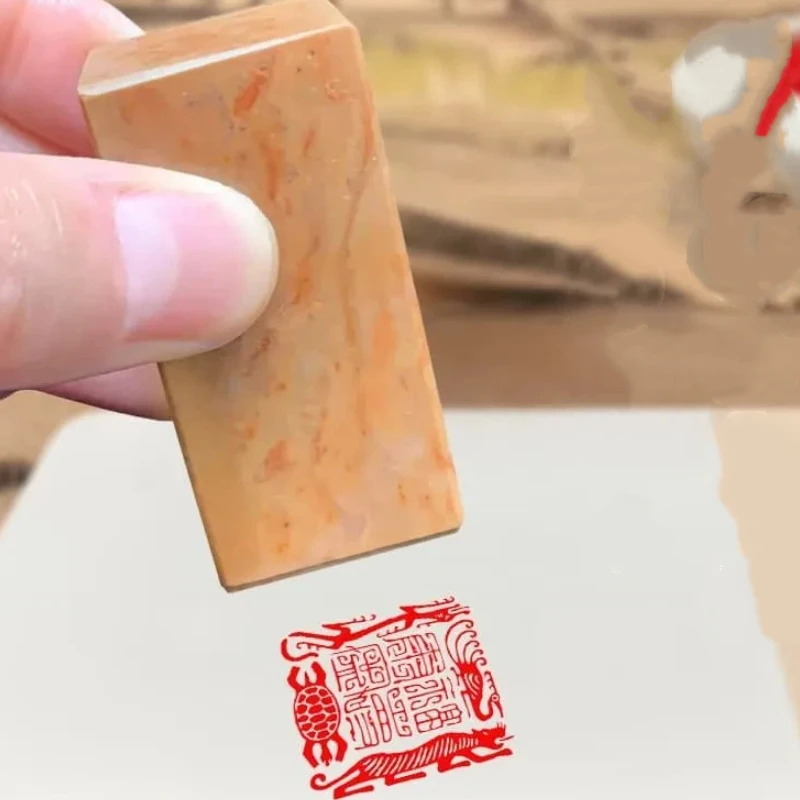 

Natural Stone Finished Seals Chinese Character Custom Name Stamp Ancient Poetry Finished Stamp Chinese Painting Stamp Stationary