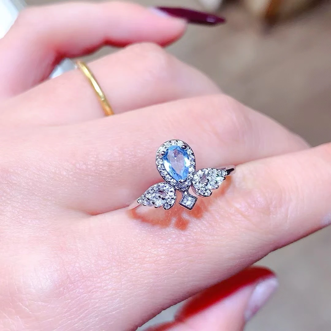 

KJJEAXCMY Natural Topaz Ring S925 Silver Inlaid Simple Women's High-End Jewelry The crystal is clean and has beautiful color