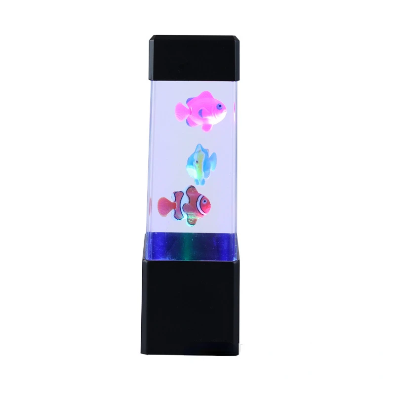 Small led square simulation jellyfish lamp seven-color changing mini jellyfish romantic atmosphere night light (battery)