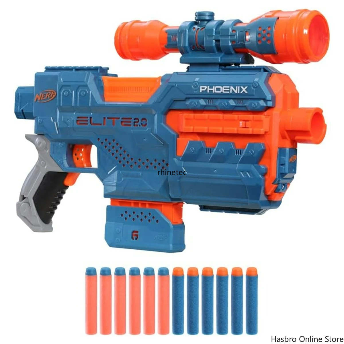 Hasbro Nerf Elite 2.0 Phoenix CS-6 Игрушечный пистолет с 12-мя дартсами Моторизованный бластер Fire Play Mission Clip Dart Fun для детей Подарок E9962
