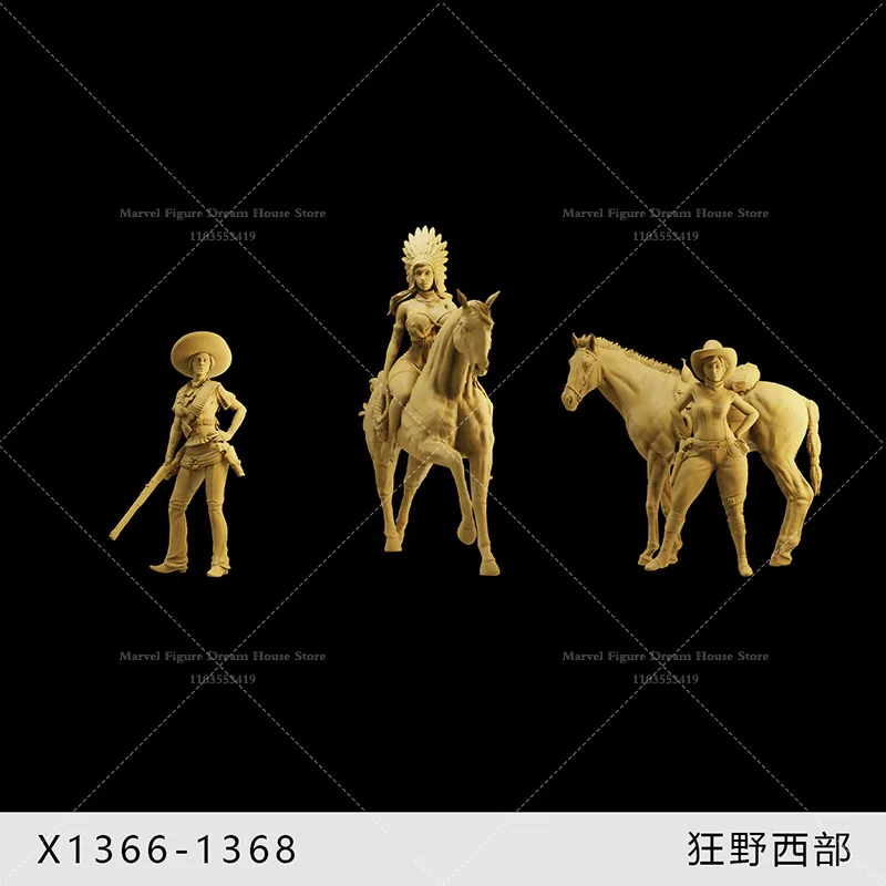 1/64 1/43 1/35 مقياس مصغر المشهد دمية الغرب المتوحش القاتل الأحمر الهندي المحارب باونتي هنتر غير معلمة الأبيض فتاة صغيرة الشكل