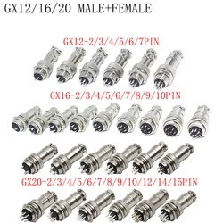 1Set GX12 GX16 GX20 2/3/4/5/6/7/8/9/10/12/14/15Pin Wire Connector Circular Plug Socket Aviation Socket Male+Female