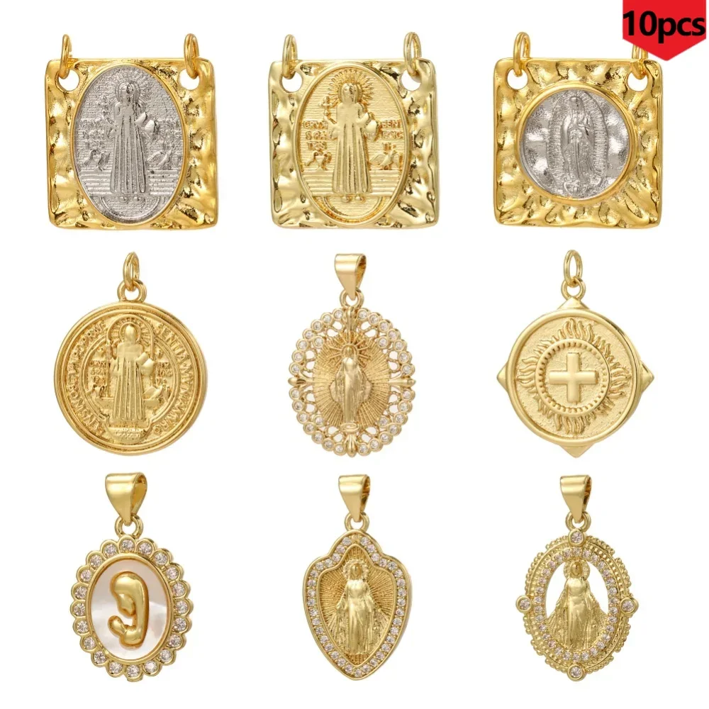 10PCS Carving Buddha Pendant, Cathedral Series, Vibrant Charm, Festival Decoration Bulk Items Wholesale Jewelry Making Enamel