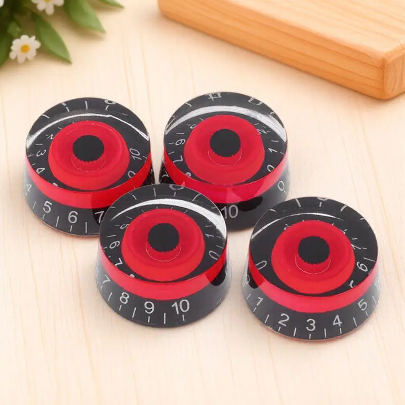

4pcs Acrylic Knobs For Guitar Black Red Control Amplifier Replacement Effect Pedal Knobs Electric Bass Instrument Parts