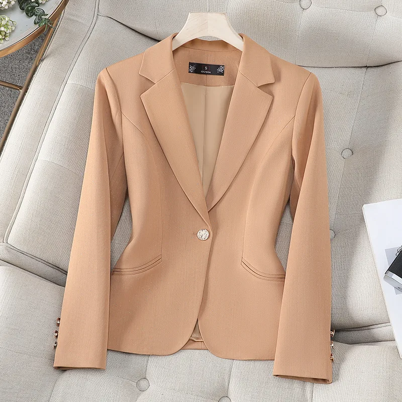 2025Autumn and winter casual fashion women's professional attire cross-border foreign trade khaki blazer8983