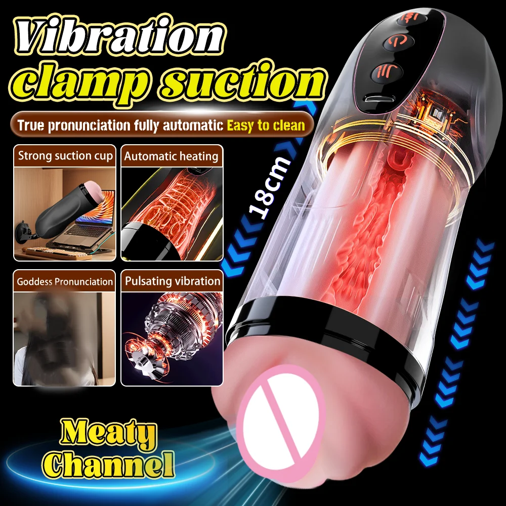 Men's Electric Hands-Free Automatic Expandable Aircraft Cup Realistic Simulation Penis Exerciser Self-Stimulating Adult Toy