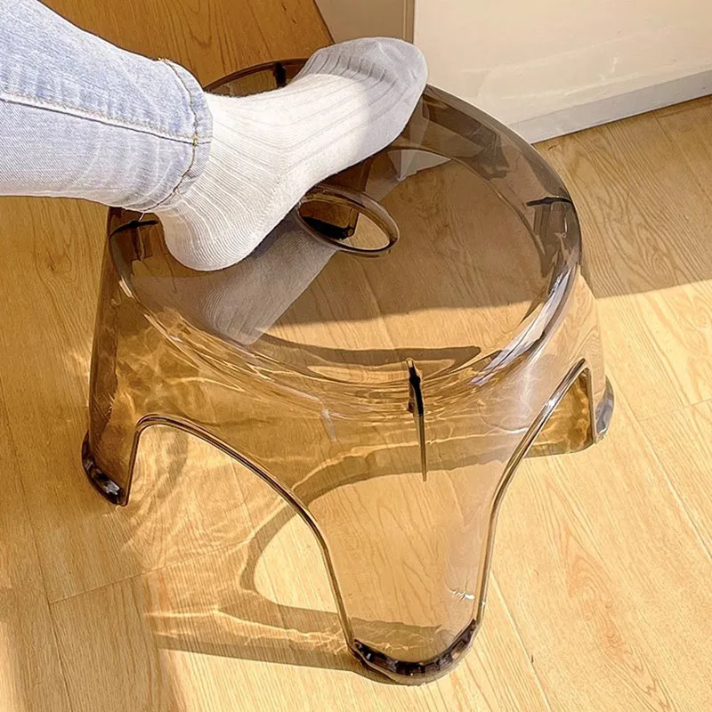 

Transparent Garden Step Stool Modern Office Makeup Dining Chairs Plastic Nordic Foot Stool Rectangle Mueble Bedroom Furniture