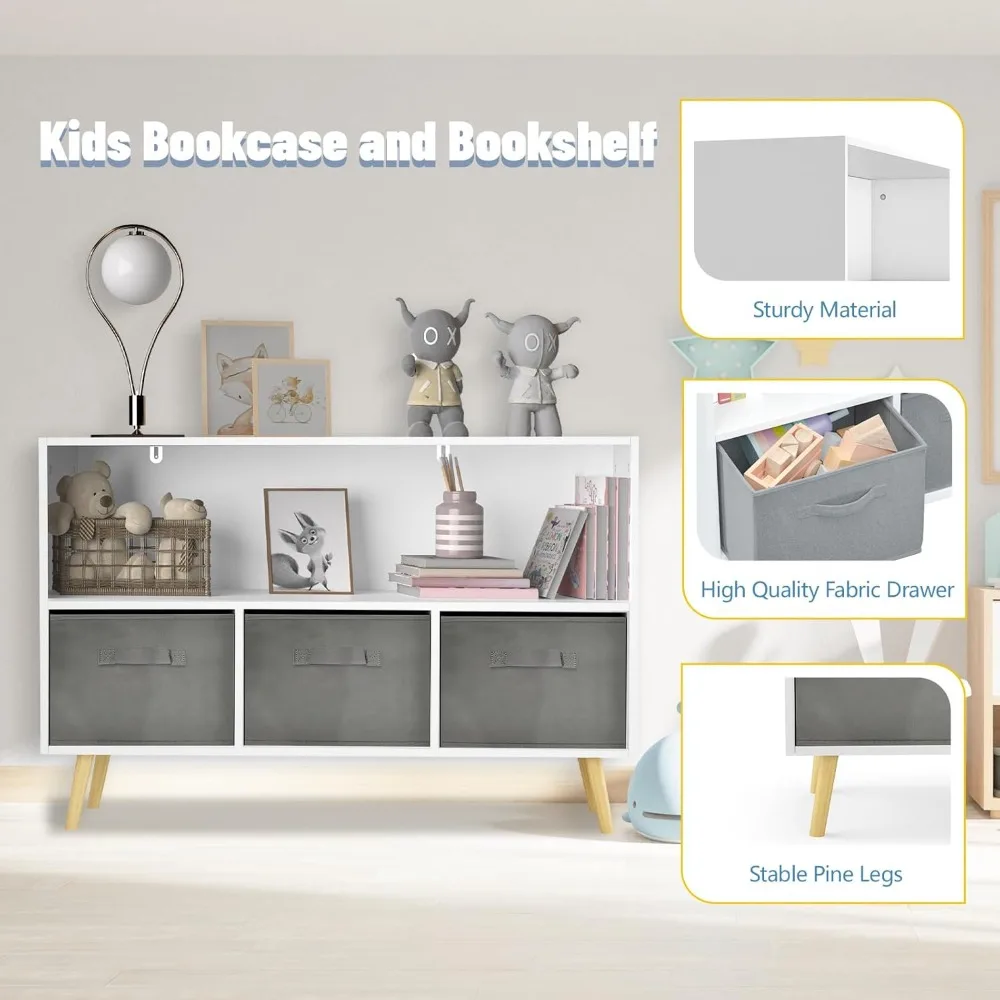 منظم ألعاب للأطفال متعدد الطبقات مع أدراج قماشية