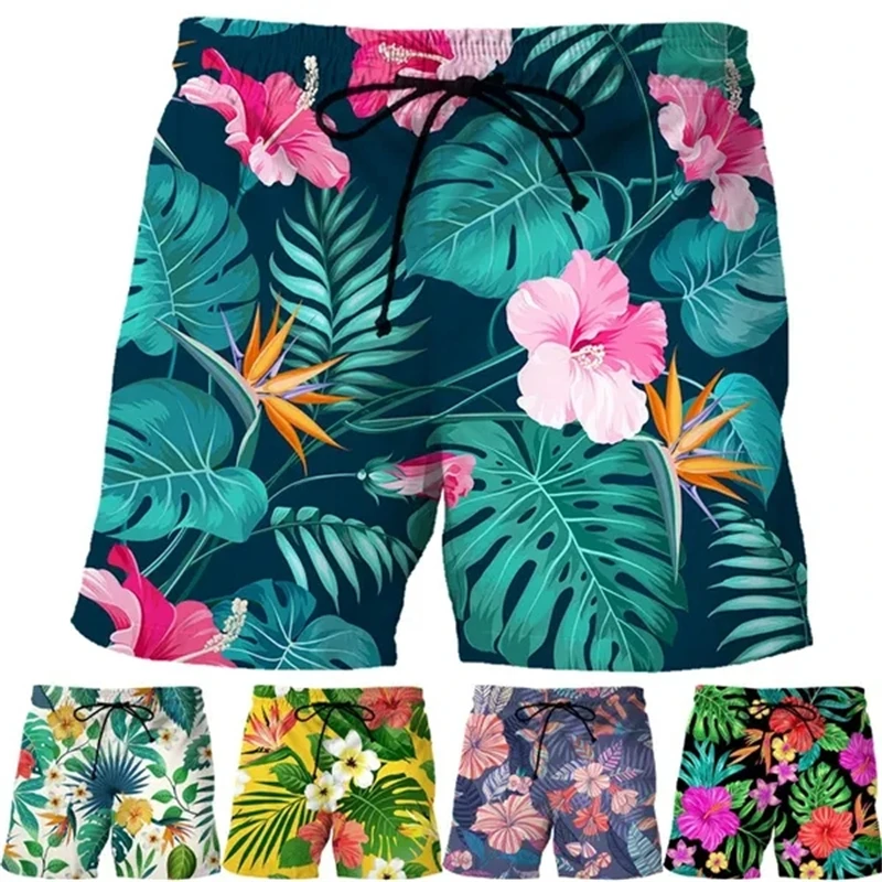 Street Hip Hop Shorts Flowers 3D Printed Shorts Swim Shorts Loose Casual Shorts Summer New Beach Shorts Men's Quick-dry Shorts