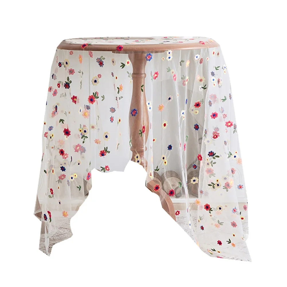 Dining Table Setting 150*100cm Embroidered Flower Tablecloth Cover Affordable Party Supplies Daily Use Table Linens