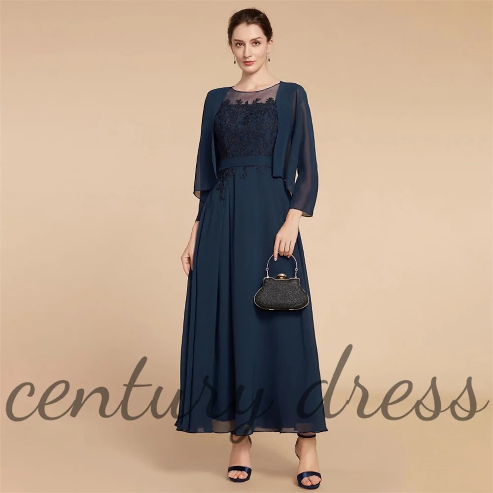 Customized A-Line Women\'s Mother of The Bride Dresses for Wedding Chiffon Lace Formal Dresses Grandmother Dresses with Jacket