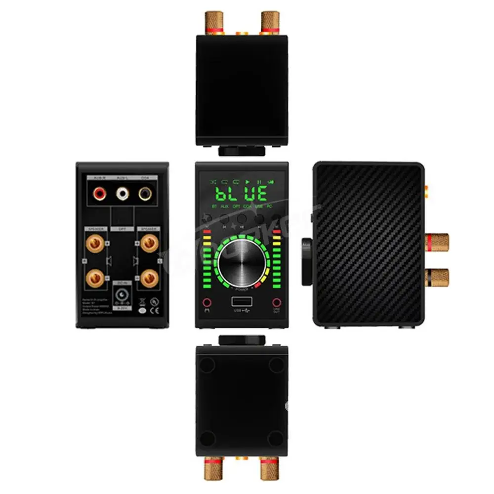 Woopker HiFi Sound Amplifier Class D Ma12070 Channel 2.0 USB/AUX/Optical/COA 68Wx2 Mini In Lossless Player Amp Digital Bluetooth