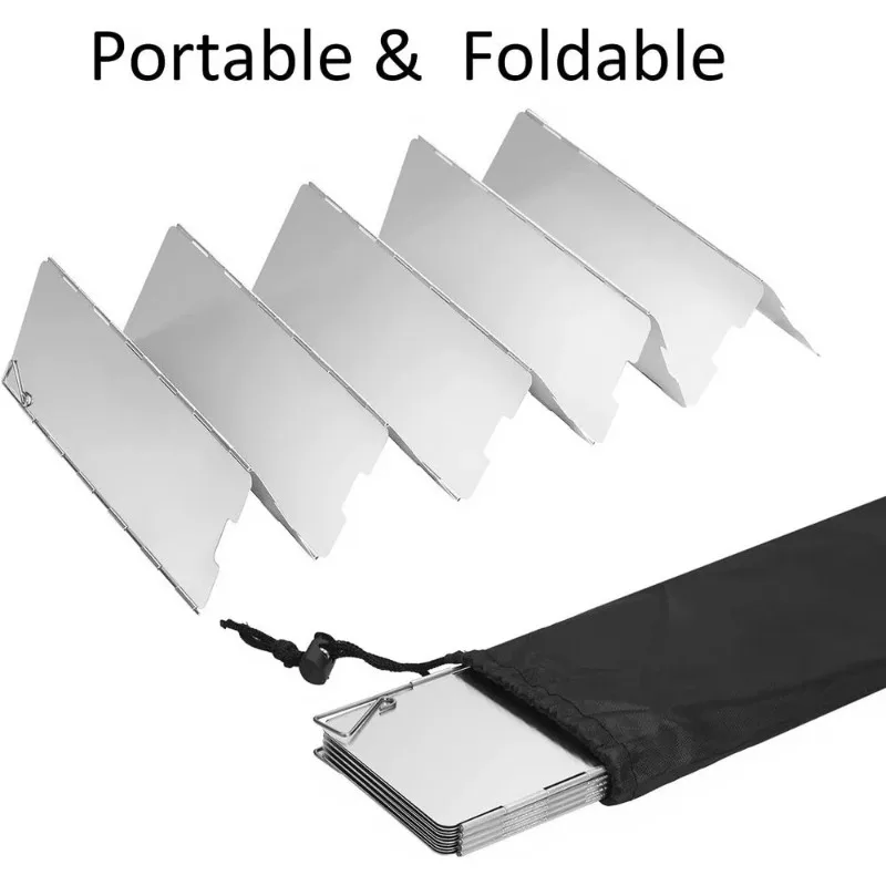 Portable Camping Stove Wind Shield Foldable Windproof Screen Outdoor Picnic Cooking Burner Protector Aluminum Alloy Windscreen