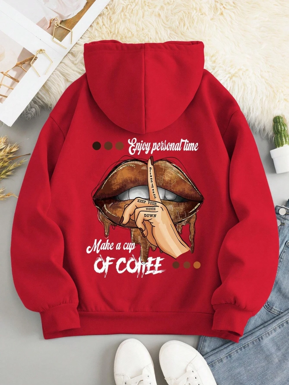 Make A Cup Of Coffee Dirty Little Secret Printing Sweatshirt Womens Soft Hooded Warm Fleece Hoodies Soft Oversize Streetwear