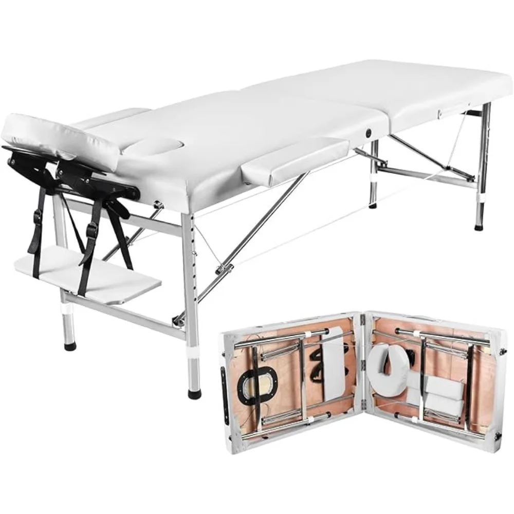 Massage Tables Portable 24" Wide Adjustable Folding Massage Bed, Lightweight Aluminum Esthetician Bed, Tattoo Chair, Customized
