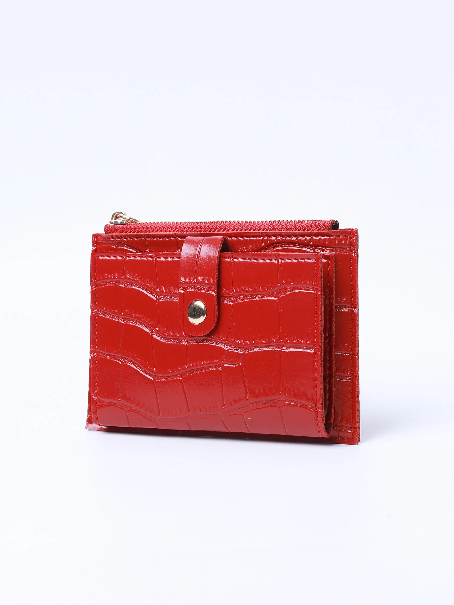 Mini Minimalistischer PU-Leder Kartenhalter für Damen, Stilvolles Krokodilmuster, Kreditkartenhalter, Kleine und Tragbare Geldbörse mit Reißverschluss – Detail 1