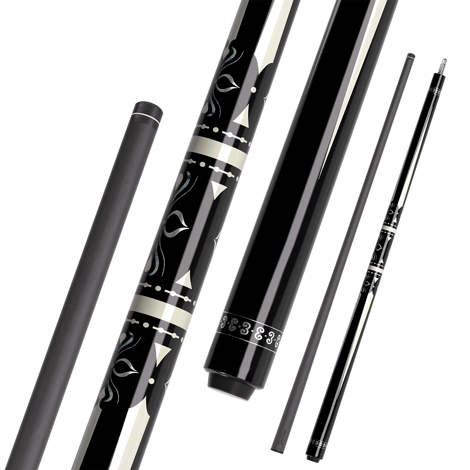 DAVID LOMAN koolstofvezel zwembadkeu148cm, 3/8 * 8-pins verbinding en 11,5 mm penpunt, zwarte bakeliet ferrule