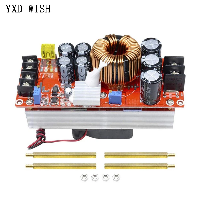 1500W DC-DC Booster Converter Module 30A Adjustable Constant Voltage and Current Electric Vehicle Power Supply Board With Fan