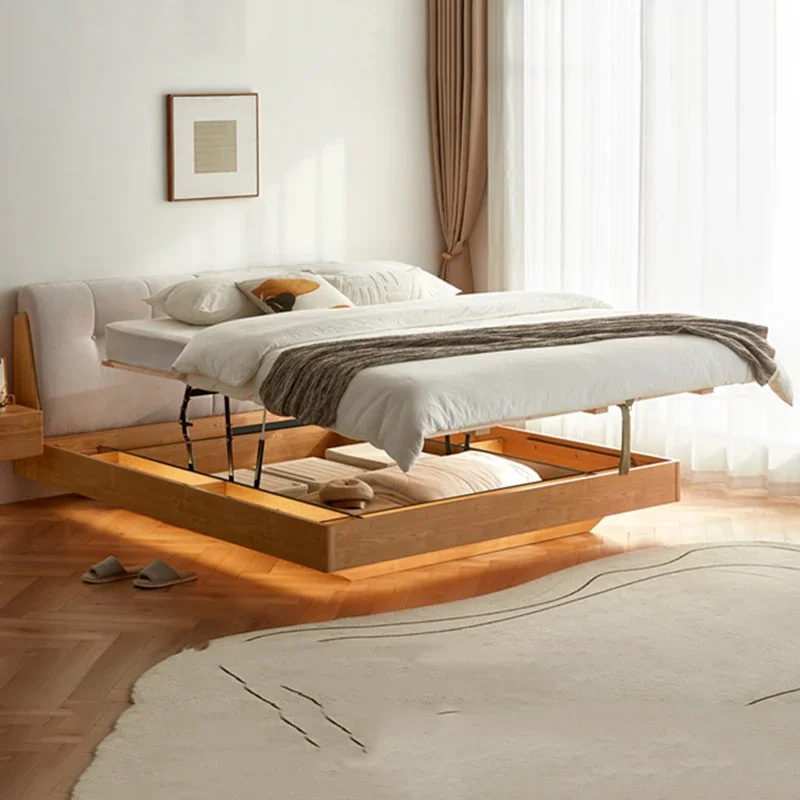 Unique Pretty Nordic Double Bed Frame Wood Elegant Modern Bedroom Queen Beds Luxury Comferter Camas Matrimonial Furniture Home