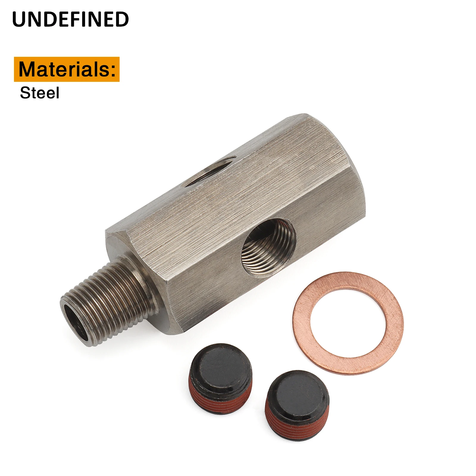 1/8” NPT Oil Pressure Sensor Tee Adapter Turbo Supply Feed Line Gauge Stainless Steel Silver Accessories