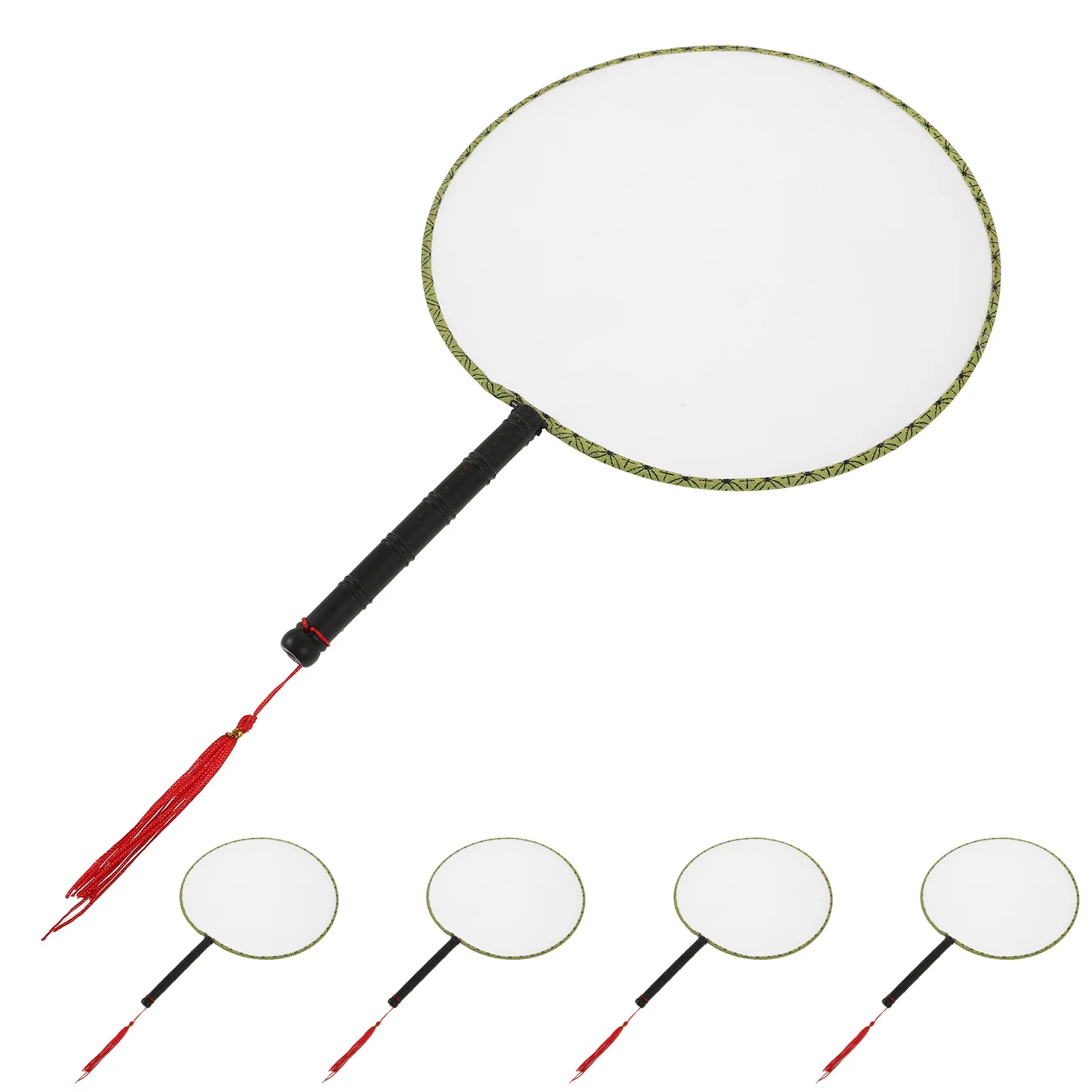 5 قطعة Diy بها بنفسك فارغة مراوح اليد المستديرة للأطفال اللوحة الحرفية قسط الخشب الحرير الكتابة على الجدران التعليمية الفن النشاط ديكور هدايا الحفلات